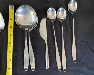 R33 - $450. Lauffer Mid Century Stainless Flatware. 55 Pcs.
