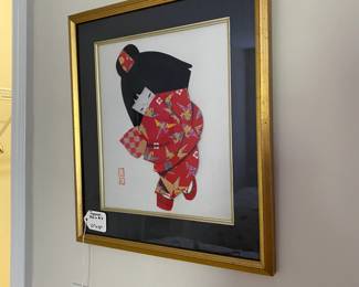 R93 - $20. Japanese Oshia Art. Measures 13" x 15"