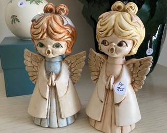 R75 - $20 PAIR of Painted Singing Angels.