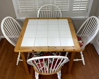 R59 - $125. Breakfast Table with 4 Chairs. Measures 38.5" square x 29.25" tall.