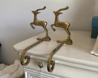 R80 - $30 PAIR of Reindeer Stocking Holders.