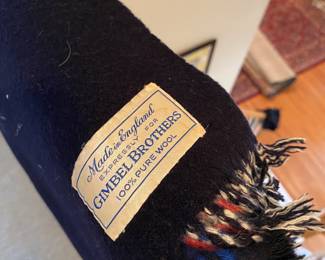 R107 - $25. Vintage Lap Blanket. Made in England for Gimbel Brothers. 100% Wool.