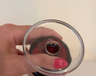 R121 - $30. Set of 4 Ruby Red Wine Goblets. Measures 4.5" tall.