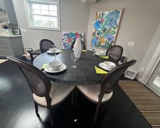 Restoration Hardware concrete table topand 6 Restoration chairs