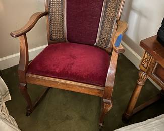 Antique Victorian velvet rocker