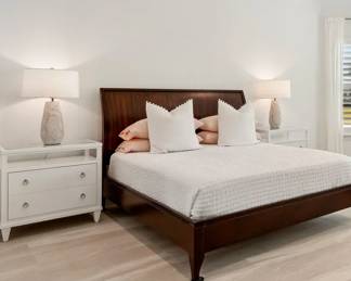 Ethan Allen Bedframe, 2 Nightstands, 2 Lamps. Mattress is not for sale.