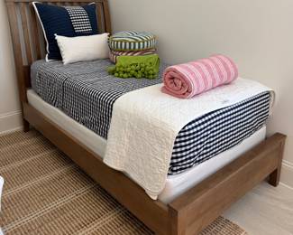 Ethan Allen Bedframe (2) Available - Bedding by Serena & Lilly, Pillows by West Elm.