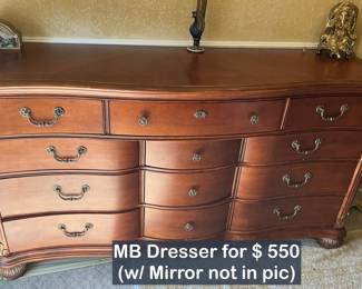 Master Bed Dresser with Mirror (Not show) for $550