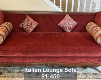 Deep & Comfortable Italian Lounge Sofa with matching Cushions (not shown) for $1,450