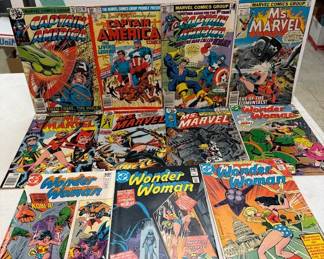 Captain America, Wonder woman, Ms Marvel Comic Books