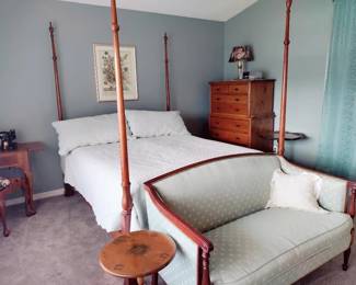Queen Poster Bed, Georgian style, High End Baker Furniture Co. (MIchigan), Vintage Maple HighBoy -8 drawers