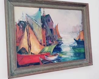 1942 Impressionist original oil on canvas, Signed