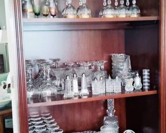 some Waterford, and lead crystal, nice selection - BROYHILL lighted cabinet