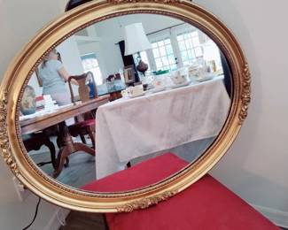 Heavy Vintage Gold oval mirror