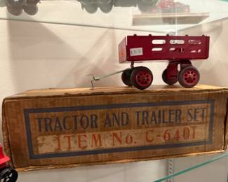 Vintage Toy Tractor and Trailer Set