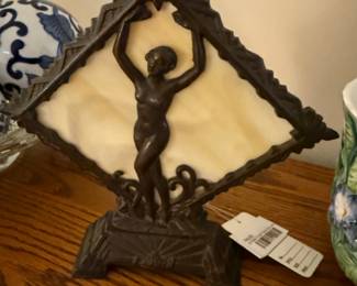 Art Deco "Youth" Slag Glass Lamp