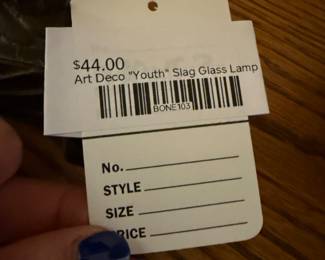Art Deco "Youth" Slag Glass Lamp