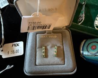 14k Emerald Earrings