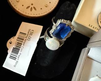 Sterling Israel Coin Pearl Ring