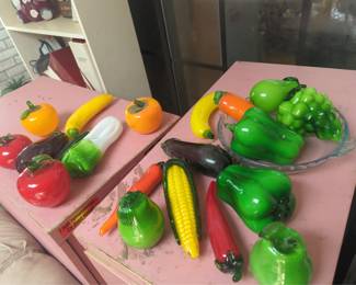 Murano glass 1970s Set 20 pieces Italian fruit or vegetables Collection of legumes