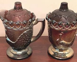 453 - 2 Carnival Glass Creamer & Sugar Set