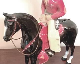 353 - Vintage Plastic Cowboy & Horse Figure AS IS 12" x 10" AS-IS - Missing Tail