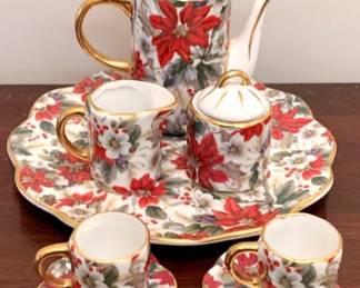 454 - 8 Piece Miniature Tea Set Teapot lid missing top handle