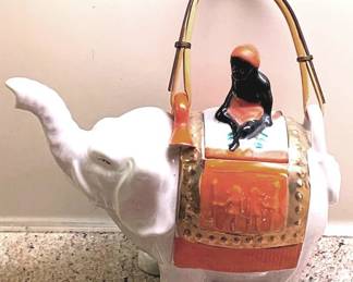 304 - Man on Elephant Teapot - 9" x 9"