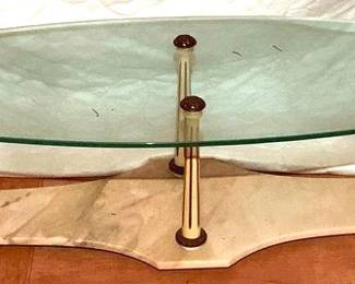 553 - Glass Top Coffee Table - 15" x 60" x 20"