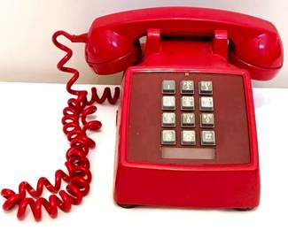 485 - Vintage Red Phone - 5" x 8" x 6" You are buying a used as-is electric/electronic item. We do not guarantee all components are present, and if it is not expressly stated, it is untested.