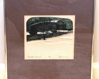 210 - "Winter Scene" AP Signed Print - 13" x 12"