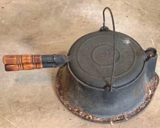 61 - Cast Iron Waffle Maker - 15" x 9" x 6"
