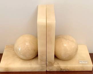 360 - Genuine Alabaster Hand Carved Book Ends - 6" x 5"