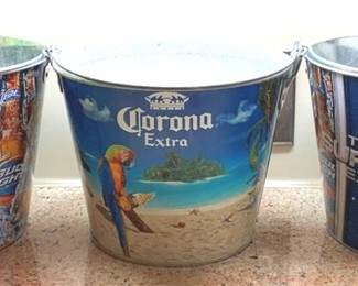 306 - 3 Metal Beer Buckets - 7" x 9"