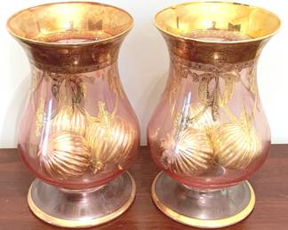 402 - 2 Glass Vases - 9" Tall