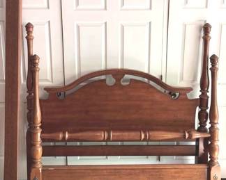 19 - Wood Queen Bed with Rails - 68" x 64" x 82"