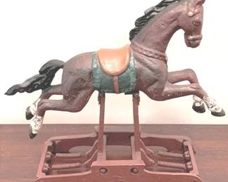474 - Cast Iron Horse Toy - 8" x 8" x 3"