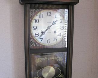 Vintage Alaron 31 Day Wind-Up Wall Wood Clock
