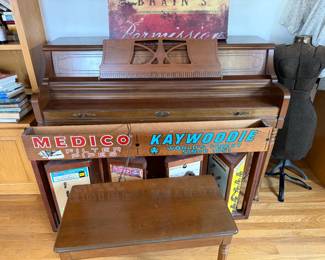 vintage piano with bench seat