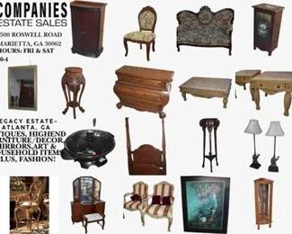 Onsite: 10-4PM On Friday thru Saturday at 1500 Roswell Road, Marietta, GA 30062.  Online Estate Ends 3rd at companiesestatesales.com