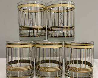 George Briard signed gold tone low ball glasses 