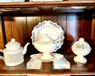 Royal Creamware plates and serving