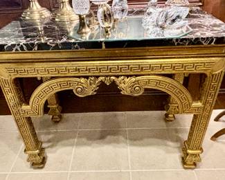 Spectacular marble top gold console