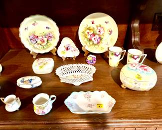 Large collection of antique painted porcelain