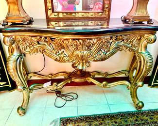 Gorgeous gold gilt carved console