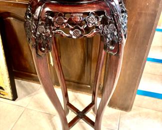 Carved rosewood plant stand