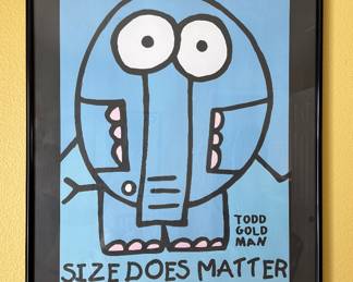 Artwork: Framed Lithograph Poster "Size Does Matter" by Pop Artist Todd Goldman for Stupid Factory Art Exhibition