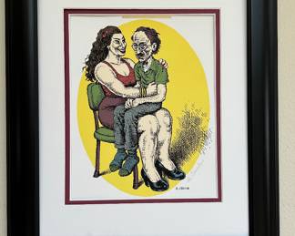 Framed Art Print of a Drawing by Robert Crumb "Devil Girl Self-Portrait" Explores Male Submissive Behavior