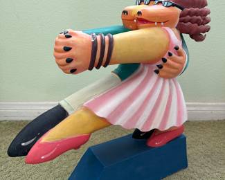 Carved Wood Artwork Sculpture: "Tango, Pango, Tango" by Artist Markus Pierson. Coyotes, Dogs, Animals, Dancers