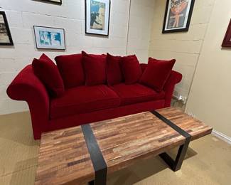 Red Couch/Sofa with Matching Oversized Chair